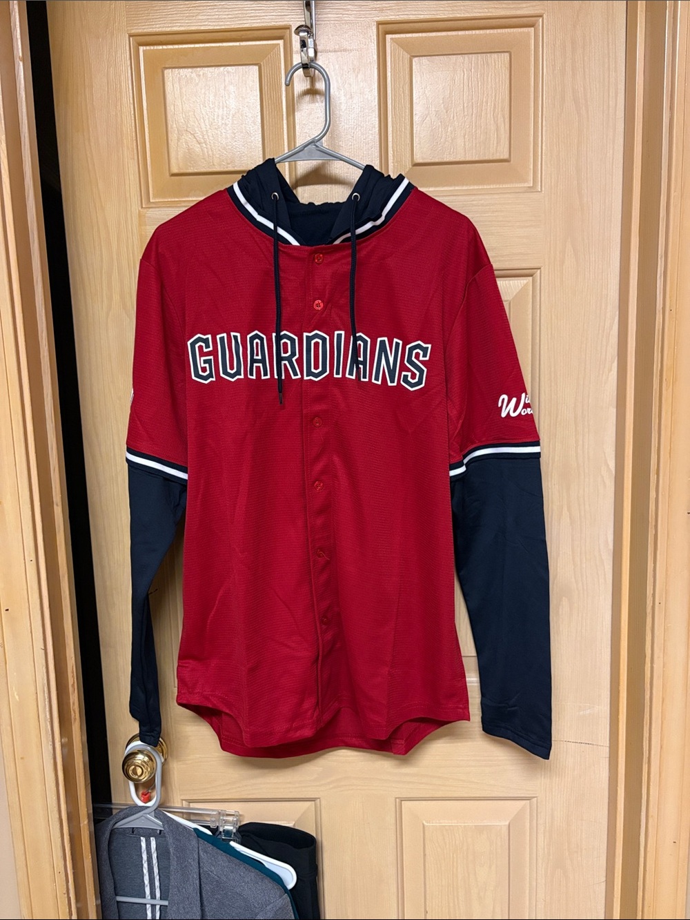 Guardians Red & Navy Hooded Baseball Hoodie brand new!